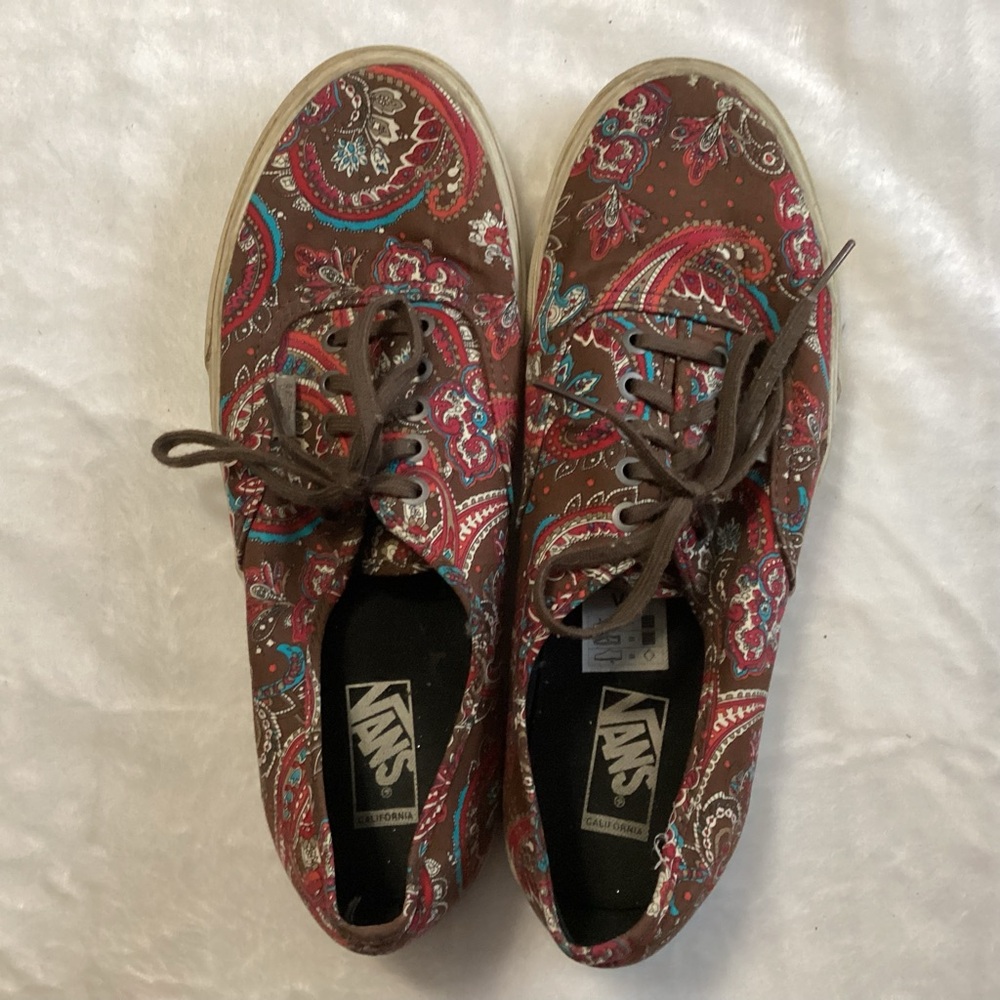 Vans Vintage Paisley Brown Limited Edition Skater Sneaker Shoes Size US Men 11.5